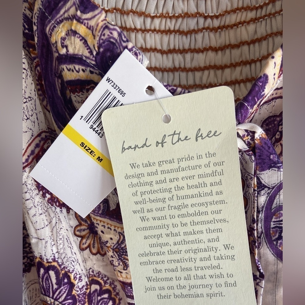 NWT Band of the Free Gypsy Flowy Purple Lightweight Paisley Tiered Maxi Dress M - Picture 10 of 13